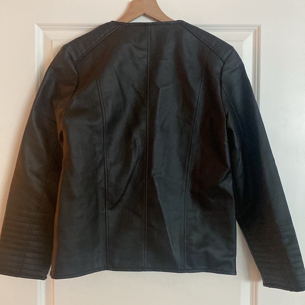 F Collection Men’s Leather Jacket side zip - Picture 2 of 3